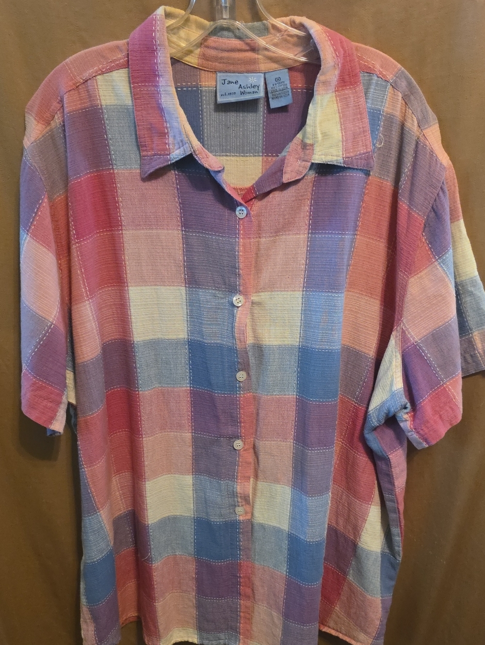 🏝️Womens' Summer Plaid Button Up Shirt 3X